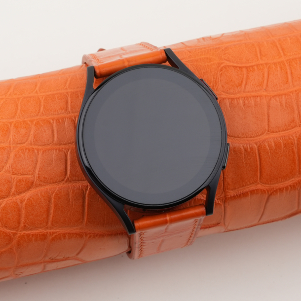 orange alligator leather samsung watch band