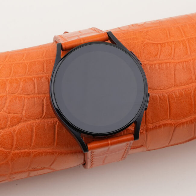 Orange Alligator Leather Samsung Watch Band