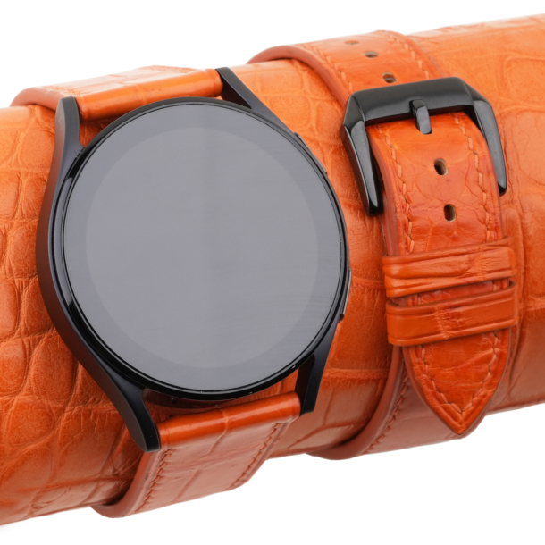 orange alligator leather samsung watch band