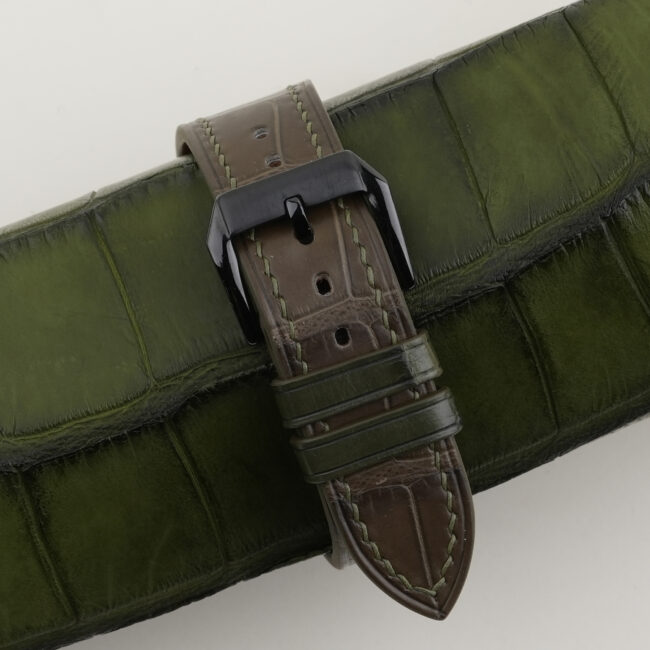 Olive Alligator Leather Samsung Watch Band