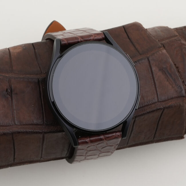 Vintage Dark Brown Alligator Round Scales Leather Samsung Watch Band