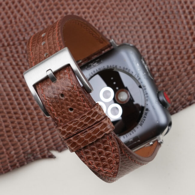 Chocolate Lizard Leather Apple Watch Band