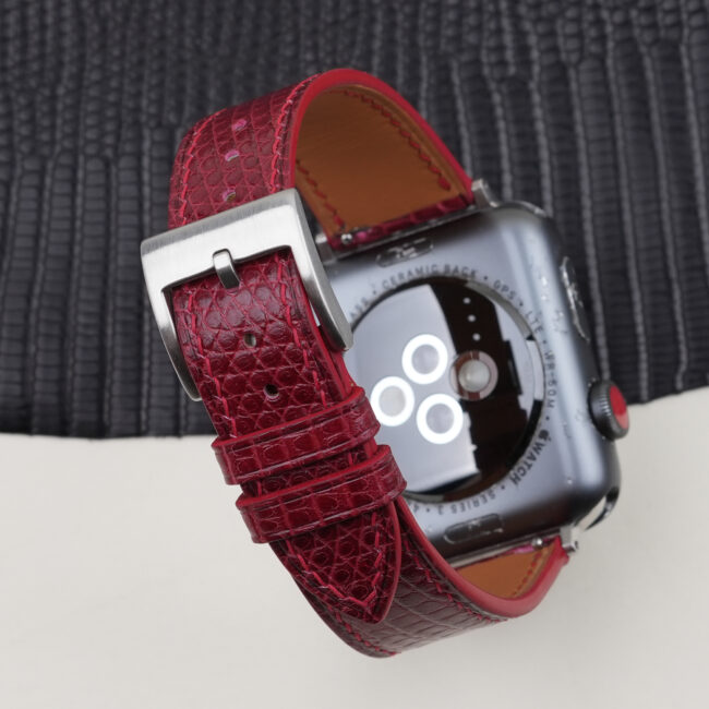 Red Lizard Leather Apple Watch Band