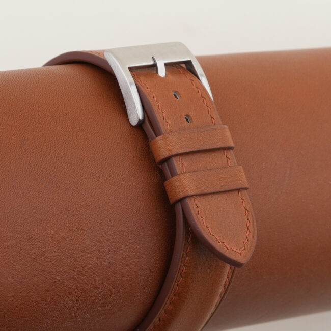 Golden Brown Barenia Curved End Leather Watch Strap