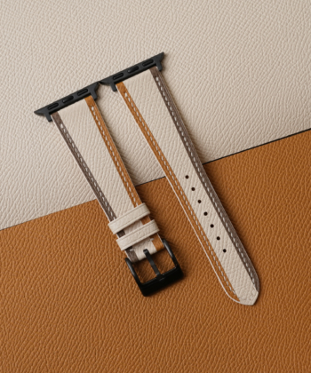 Tricolor Sesame Epsom Leather Apple Watch Band