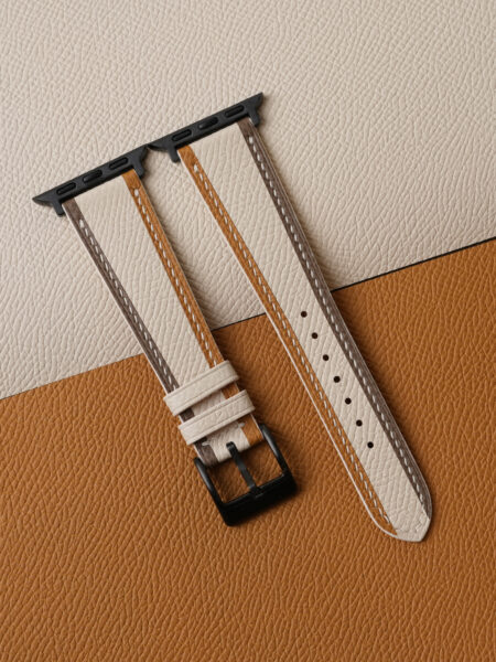 Tricolor Sesame Epsom Leather Apple Watch Band