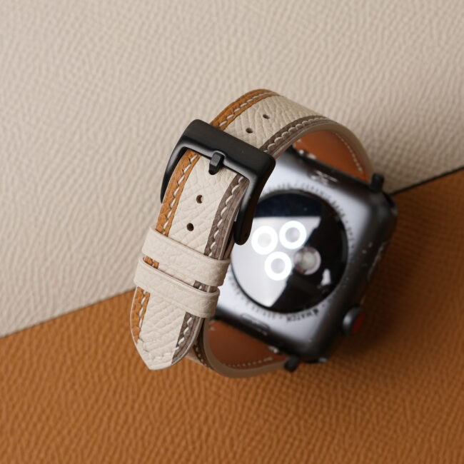 Tricolor Sesame Epsom Leather Apple Watch Band