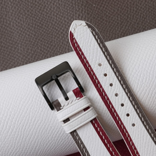 Triple Color White Epsom Leather Wacth Strap
