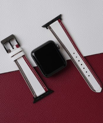 Tricolor White Epsom Leather Apple Watch Band