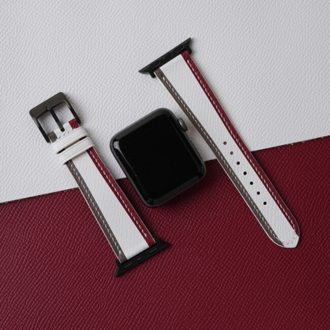 Tricolor White Epsom Leather Apple Watch Band