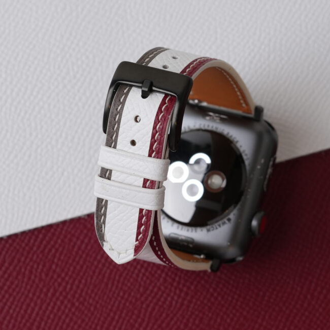 Tricolor White Epsom Leather Apple Watch Band