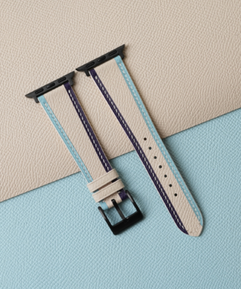 Tricolor Pearl White Epsom Leather Apple Watch Band