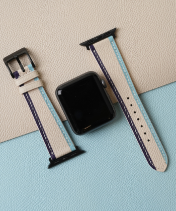 Tricolor Pearl White Epsom Leather Apple Watch Band