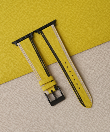 Tricolor Yellow Epsom Leather Apple Watch Band