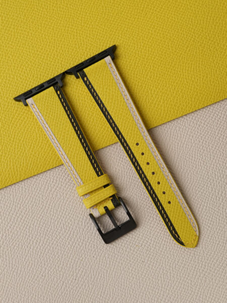 Tricolor Yellow Epsom Leather Apple Watch Band