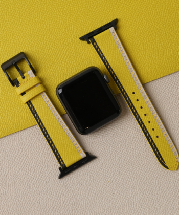 Tricolor Yellow Epsom Leather Apple Watch Band