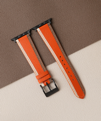 Tricolor Orange Epsom Leather Apple Watch Band