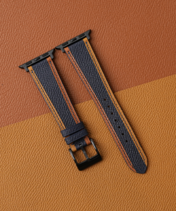 Tricolor Navy Epsom Leather Apple Watch Band