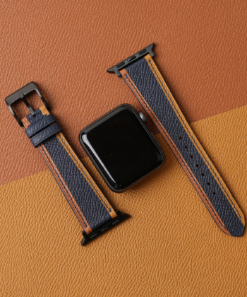 Tricolor Navy Epsom Leather Apple Watch Band