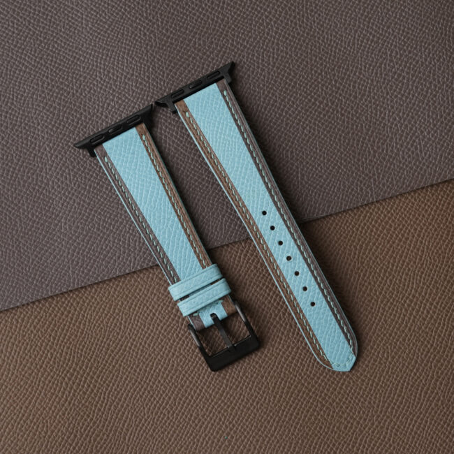 Tricolor Turquoise Epsom Leather Apple Watch Band