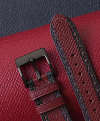 Tricolor Burgundy Epsom Leather Watch Strap