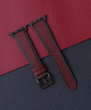 Tricolor Burgundy Epsom Leather Apple Watch Band