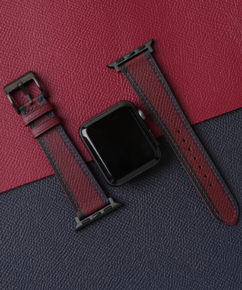 Tricolor Burgundy Epsom Leather Apple Watch Band