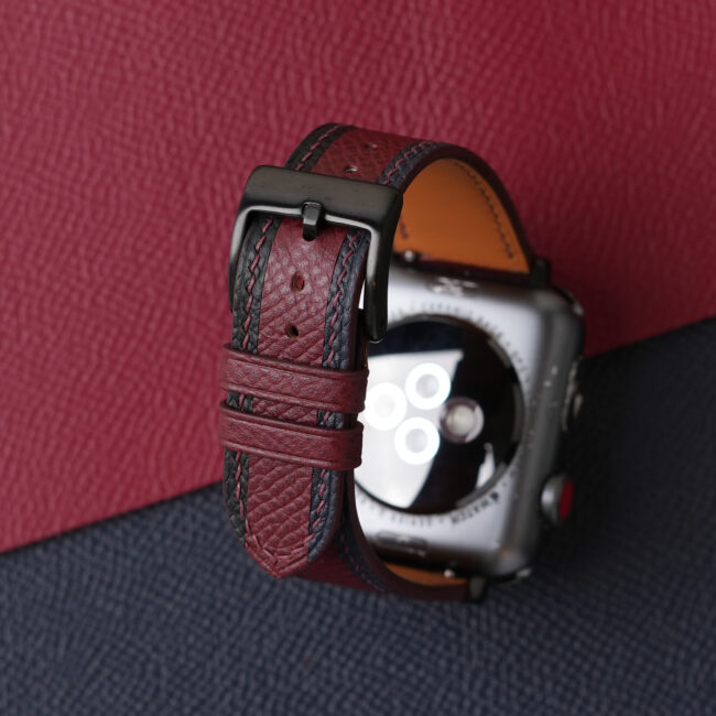 Tricolor Burgundy Epsom Leather Apple Watch Band
