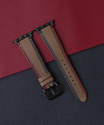 Tricolor Taupe Epsom Leather Apple Watch Band