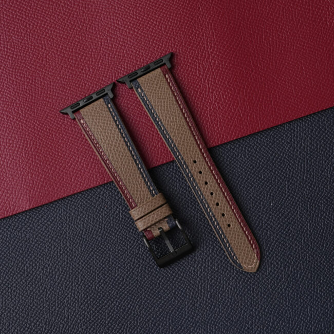 Tricolor Taupe Epsom Leather Apple Watch Band