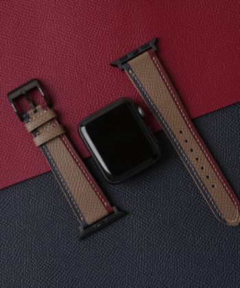 Tricolor Taupe Epsom Leather Apple Watch Band