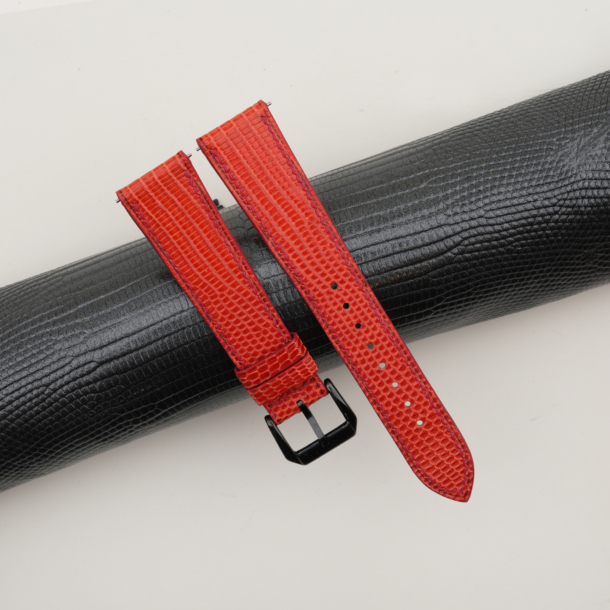 red orange lizard leather samsung watch band