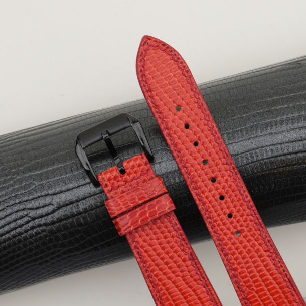 red orange lizard leather samsung watch band