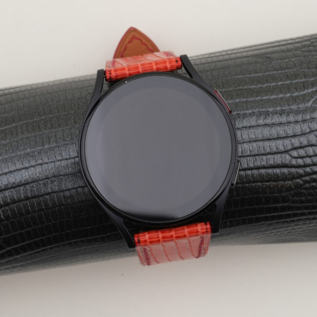 Red Orange Lizard Leather Samsung Watch Band