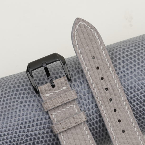 light grey lizard leather samsung watch band