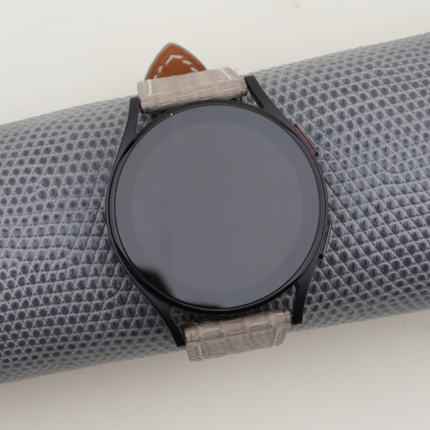 light grey lizard leather samsung watch band