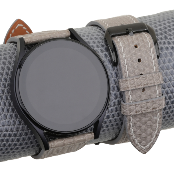 light grey lizard leather samsung watch band