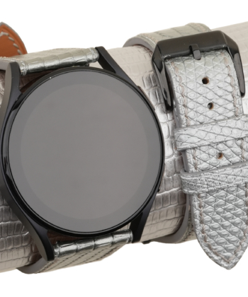 Silver Lizard Leather Samsung Watch Band