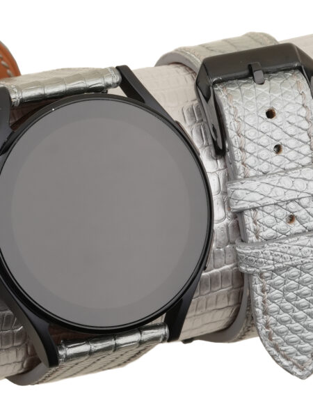 Silver Lizard Leather Samsung Watch Band