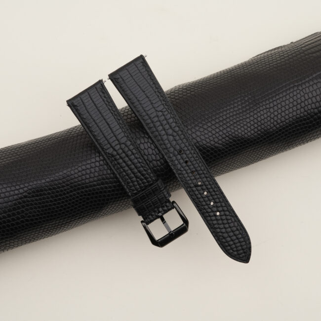 Black Lizard Leather Samsung Watch Band