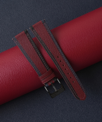 Tricolor Burgundy Epsom Leather Watch Strap