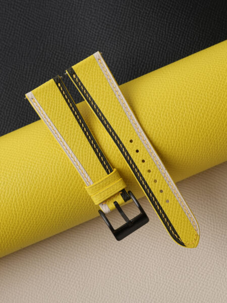 Tricolor Yellow Epsom Leather Watch Strap