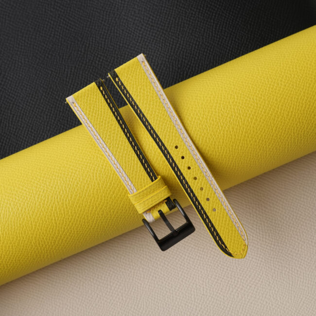 Tricolor Yellow Epsom Leather Watch Strap