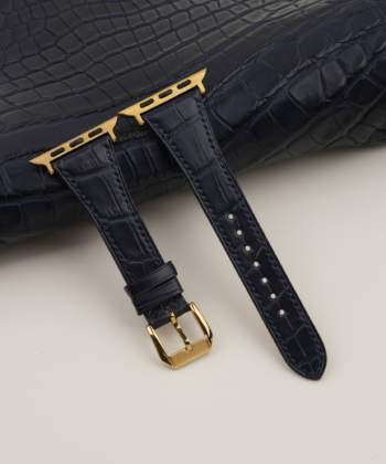 Slim Midnight Blue Alligator Leather Apple Watch Band