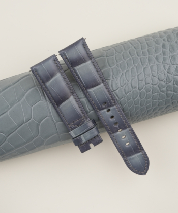 Patina Grey Alligator Leather Folded Edges Watch Strap