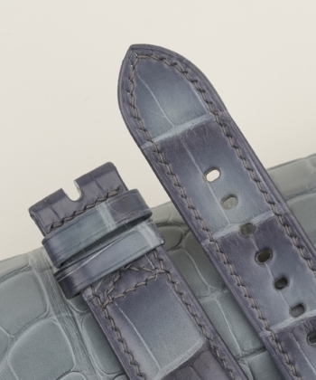 Patina Grey Alligator Leather Folded Edges Watch Strap