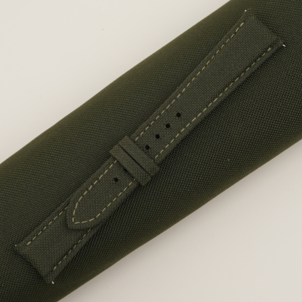 olive canvas lining brown alran cherve folded edges watch strap