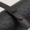 Black Ostrich Leather Folded Edges Watch Strap