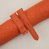 Orange Ostrich Leather Folded Edges Watch Strap