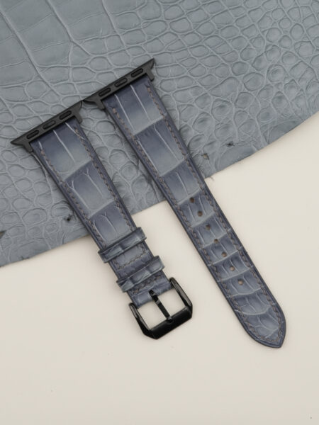 Patina Grey Alligator Leather Apple Watch Band